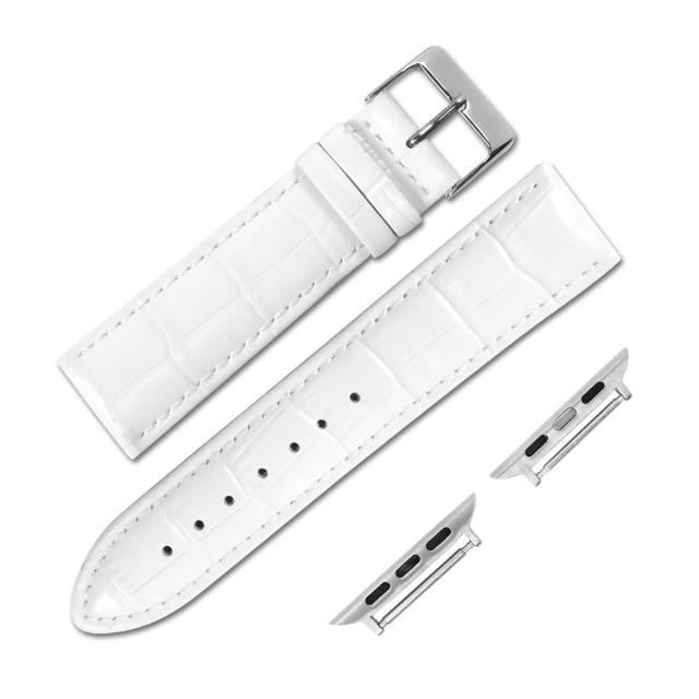 【Watchband】Apple Watch / 38.40.42.44mm / 蘋果手錶替用錶帶 蘋果錶帶 柔軟壓紋 真皮錶帶(白色)