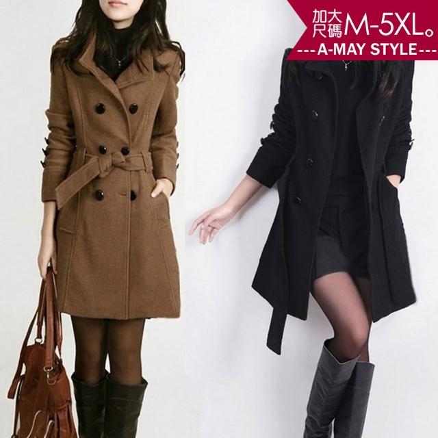 《女裝外套》25款熱銷衝鋒外套 保暖外套強力推薦! - 45 | Kiro遊戲娛樂生活網 【Amay Style 艾美時尚】風衣外套-韓系修身中長版毛呢大衣。加大碼M-5XL(2色.預購)