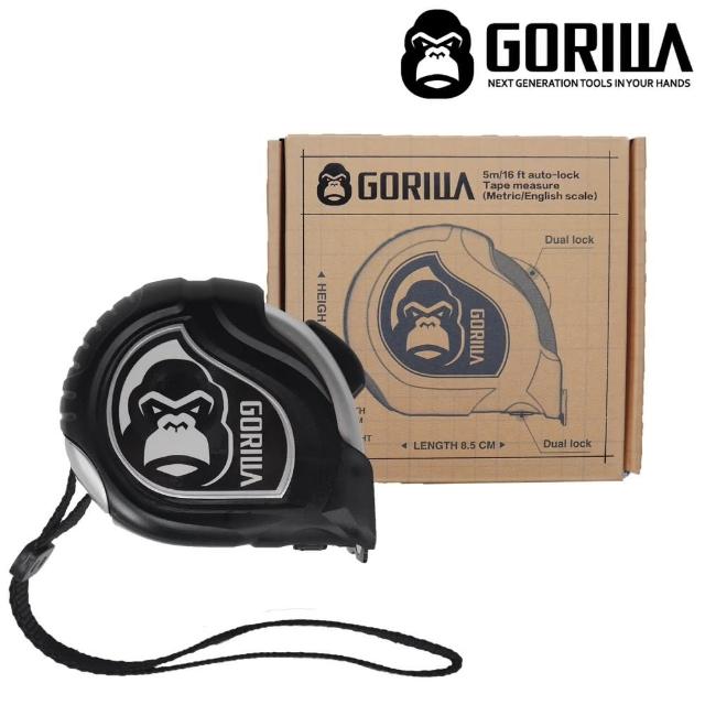 【GORILLA 紳士質人手工具】銀灰雙面公英制捲尺(五公尺自動煞車捲尺)