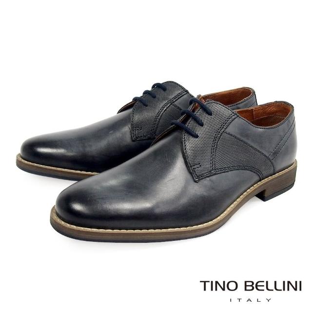 TINO BELLINI 貝里尼【TINO BELLINI 貝里尼】男款 牛皮鞍部壓紋繫帶德比紳士鞋 TH9008-01