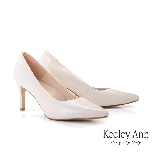 Keeley Ann【Keeley Ann】極簡魅力 MIT羊皮紋素面全真皮高跟鞋(白色135063140)