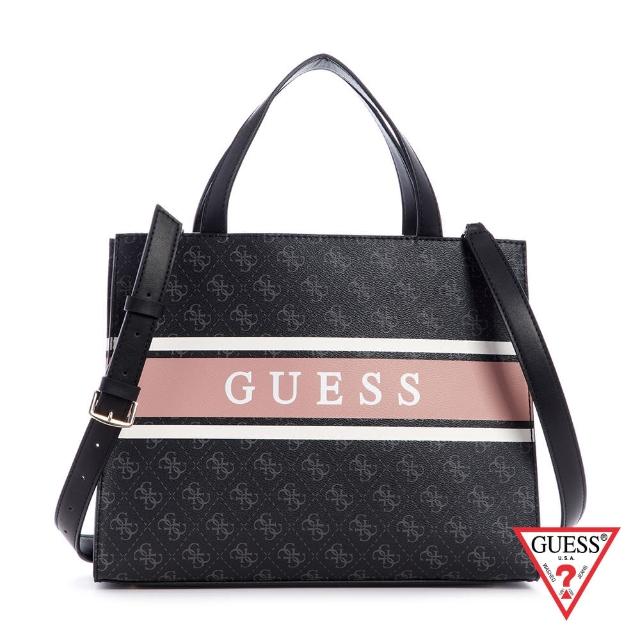 GUESS【GUESS】女包-撞色復古LOGO印花手提包-粉(SB789422CLS)