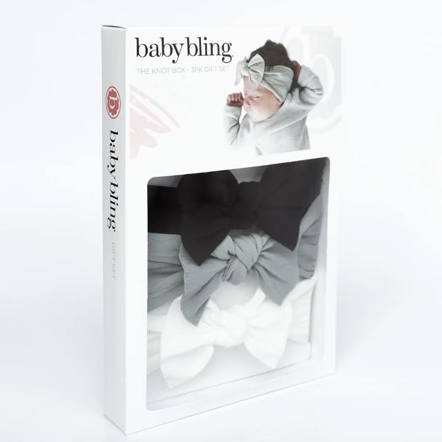 【Baby Bling】純手工極優雅細緻輕柔微彈性/毫無束縛感蝴蝶結髮帶/髮飾禮盒組_黑灰白(BB00042)