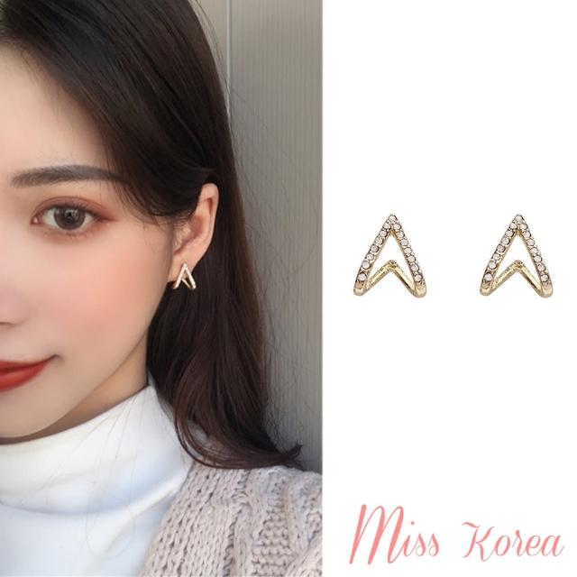 【MISS KOREA】韓國設計S925銀針微鑲美鑽小三角形氣質耳環