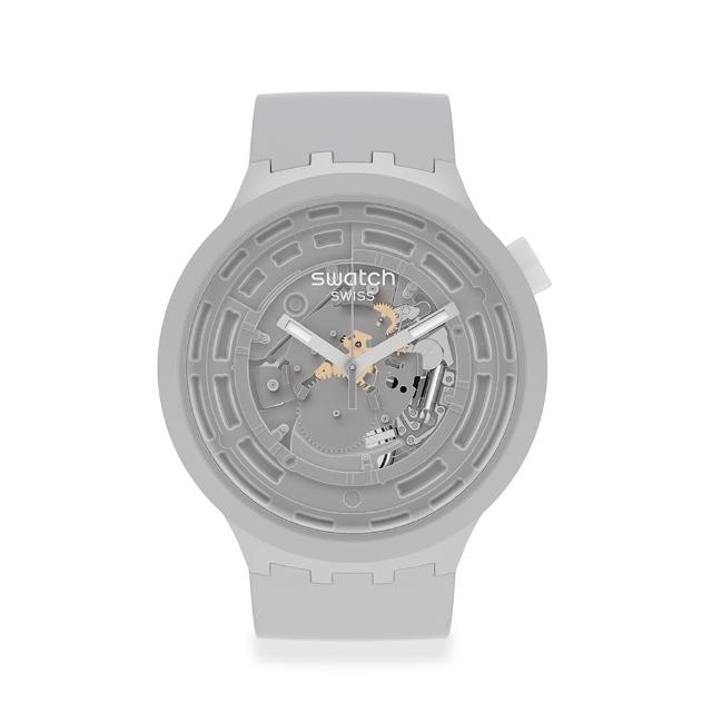 【SWATCH】生物陶瓷BIG BOLD系列手錶C-GREY 灰(47mm)