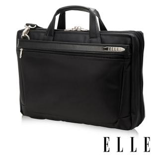 【ELLE HOMME】尼龍╳皮革14吋筆電收納兩用公事包(黑 EL74165A)