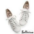 【Ballerina】台灣製全真牛皮綁帶休閒鞋(可可灰)