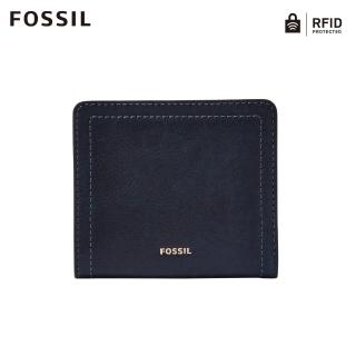 【FOSSIL】Logan 海軍藍真皮拉鍊短夾SL7829406