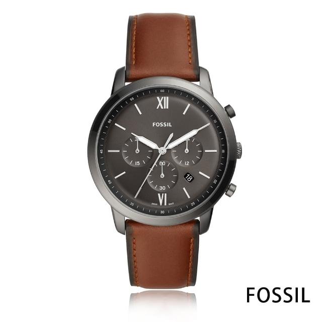 【FOSSIL】勝利者號角三眼皮格男錶-黑/44mm(FS5512)