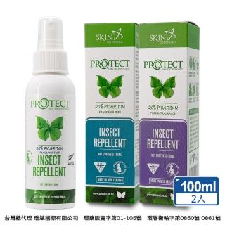 【紐西蘭Skin Technology】Protect 20%派卡瑞丁 Picaridin 長效防蚊液-100ML 2入(花香 / 無香精 任選)