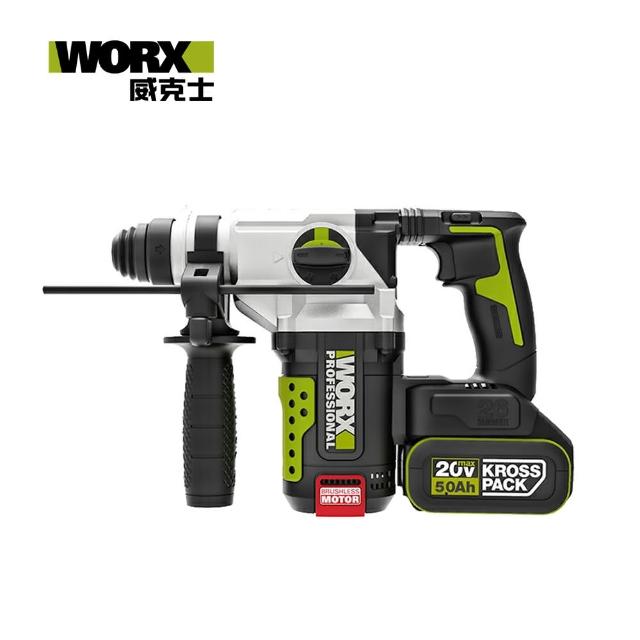 WORX 威克士【WORX 威克士】20V 28mm 無刷鋰電免出力電錘 双☆池(WU389.3)