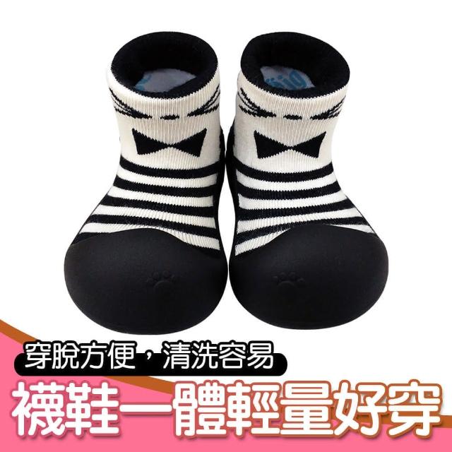 【韓國BigToes】幼兒襪型學步鞋(黑白領結)