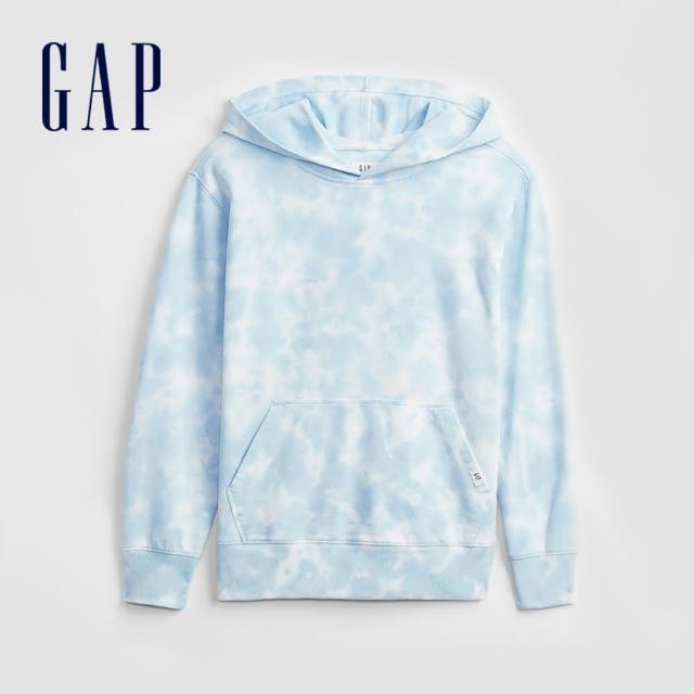 GAP【GAP】男童 潮酷紮染運動連帽休閒上衣(696910-淺藍色)