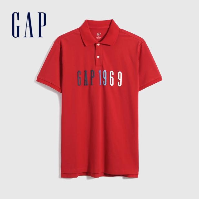 【GAP】男裝 Logo純棉網眼布POLO衫(702245-紅色)