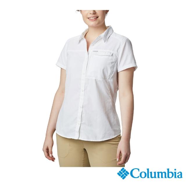 【Columbia 哥倫比亞】女款-UPF50快排短袖襯衫-白色(UAR26540WT / 快排.防曬.休閒)