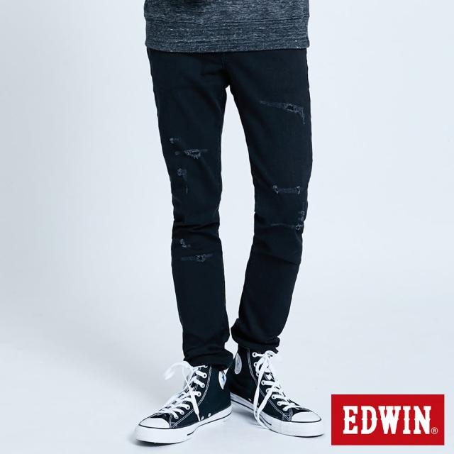 【EDWIN】503 修身微破小直筒褲-男款(黑色)
