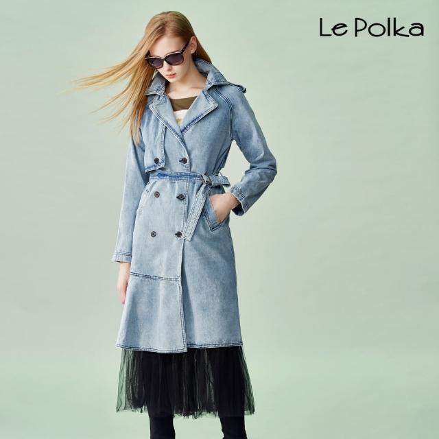 Le Polka【Le Polka】巨星款冷酷靚女時尚牛仔大衣-女