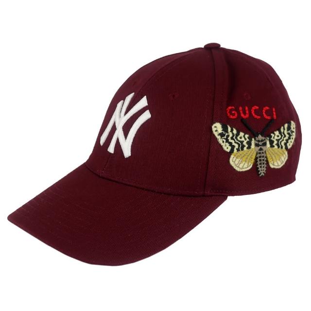 GUCCI 古馳【GUCCI 古馳】紐約洋基大聯盟聯名棒球帽(酒紅色)