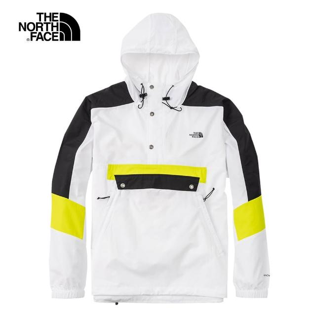 【The North Face】The North Face北面UE男款白色防風防潑水半開襟連帽上衣｜5B3CFN4