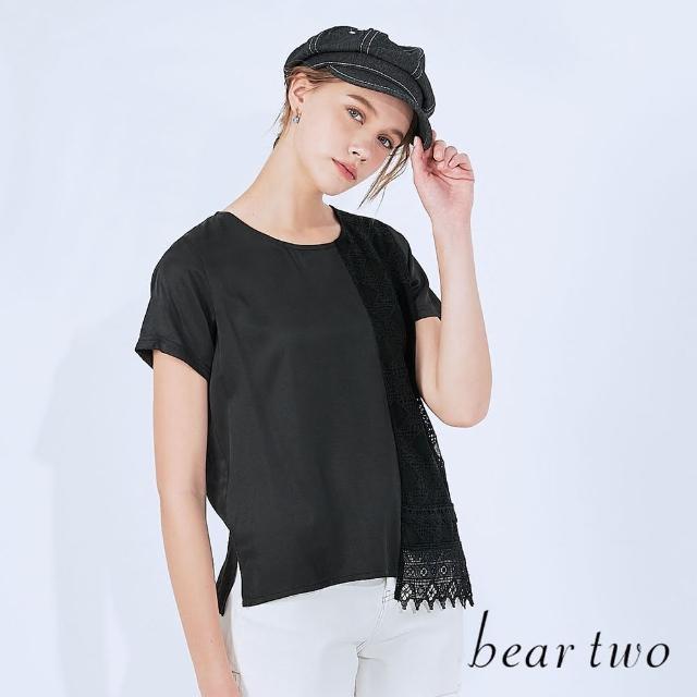 bear two【bear two】菱格蕾絲拼接T