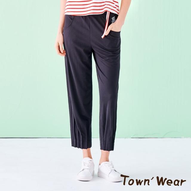 TOWN’WEAR 棠葳【TOWN’WEAR 棠葳】涼感壓褶擺九分褲