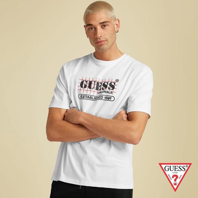 GUESS【GUESS】男裝-ORIGINALS系列美式網格LOGO短T-白(M1GI32R9XF5G011)