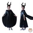 【Kori Deer 可莉鹿】黑魔女女童萬聖節服裝3件組洋裝+披風+髮箍(變裝派對角色扮演造型攝影)