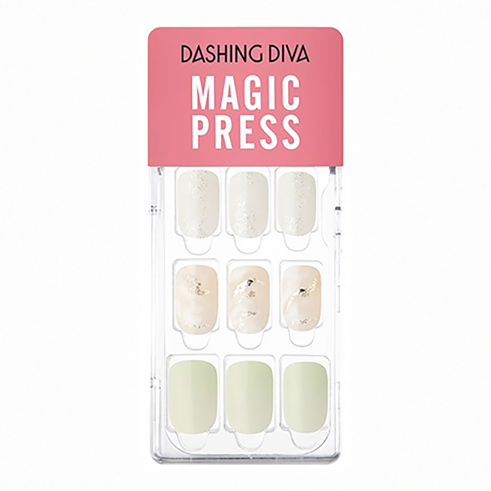 【DASHING DIVA】MagicPress凝膠薄型美甲片-任選(白色夢幻/透膚彩繪/閃銀魅力/閃粉清新藍/漸變粉色海岸)