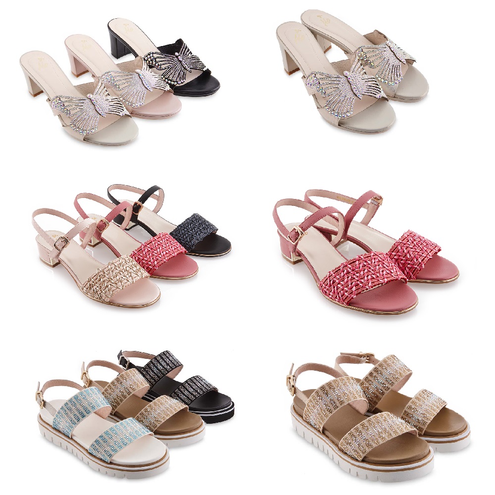 【A.S.O 阿瘦集團】時尚流行-蝴蝶造型燙鑽/羊皮編織/輕量漸層燙鑽涼拖鞋(多款任選)