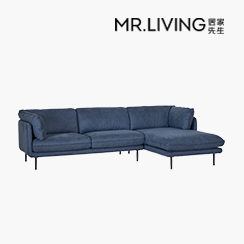 【MR. LIVING 居家先生】Jasper 防潑水防貓抓 L型科技布沙發-右貴妃-深海藍(耐刮磨/貓抓布/易清潔)