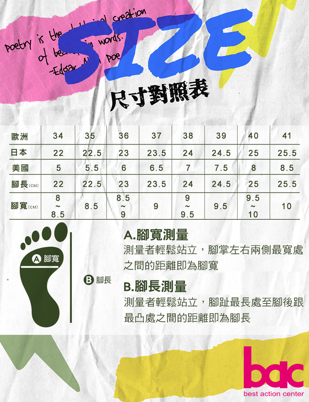 測量者輕鬆站立,腳掌左右兩側最寬處
