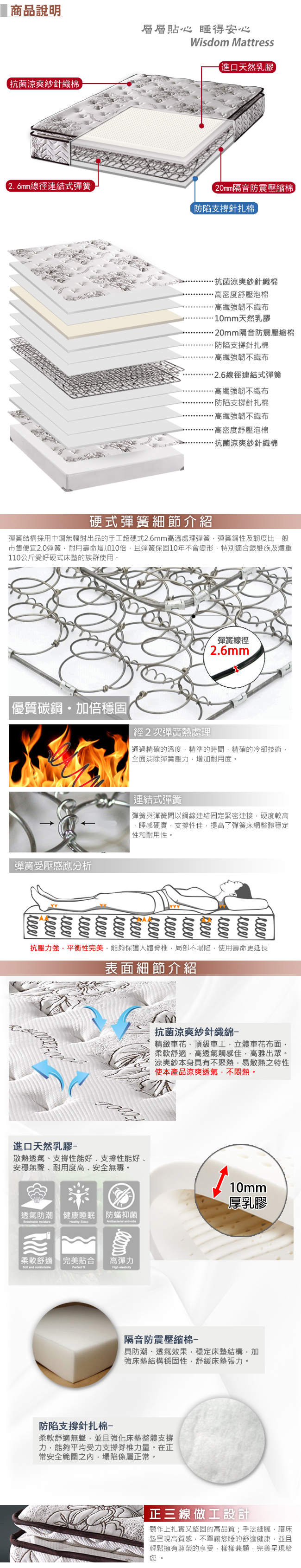 【尚牛床墊】正三線乳膠涼爽舒柔布硬式彈簧床墊-單人加大3.5尺