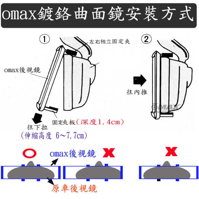 【omax】廣角鍍鉻曲面後視鏡-1入+360度迴轉小圓鏡LY117-2入