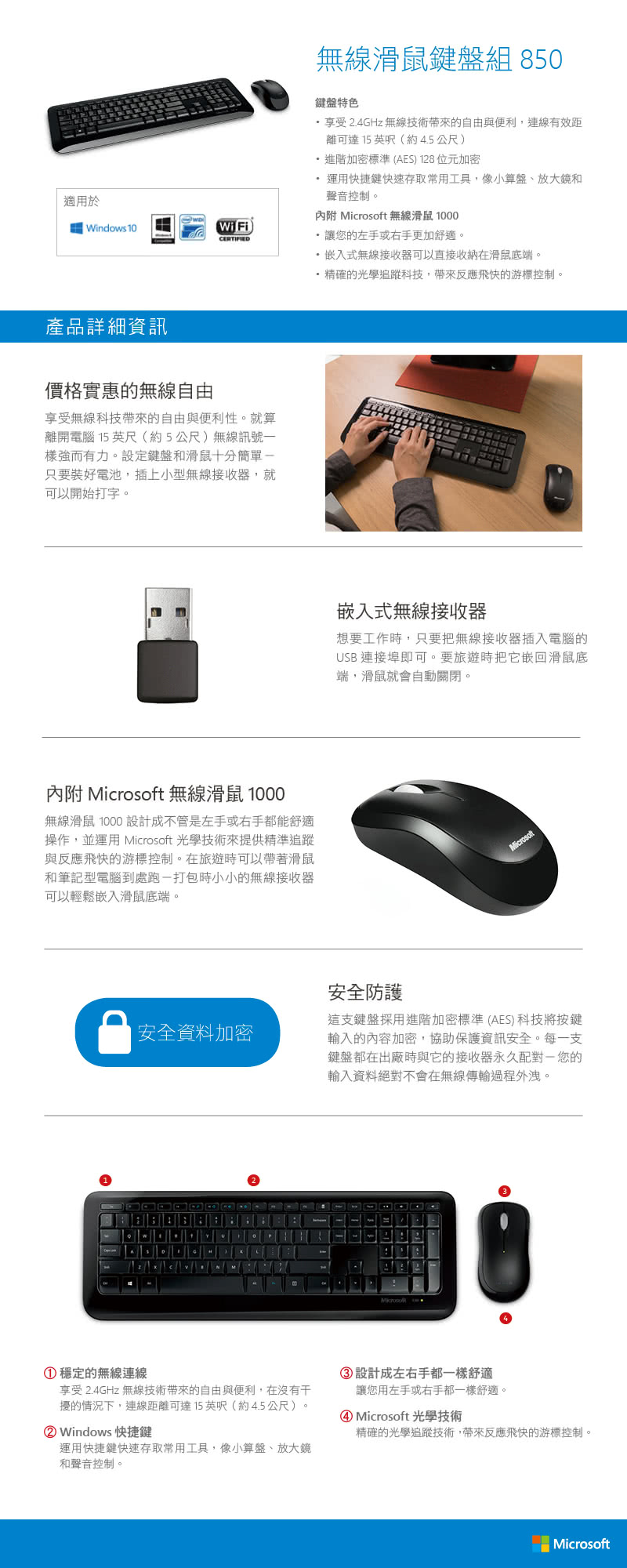 【微軟】Microsoft無線鍵盤滑鼠組850(PY9-00017)