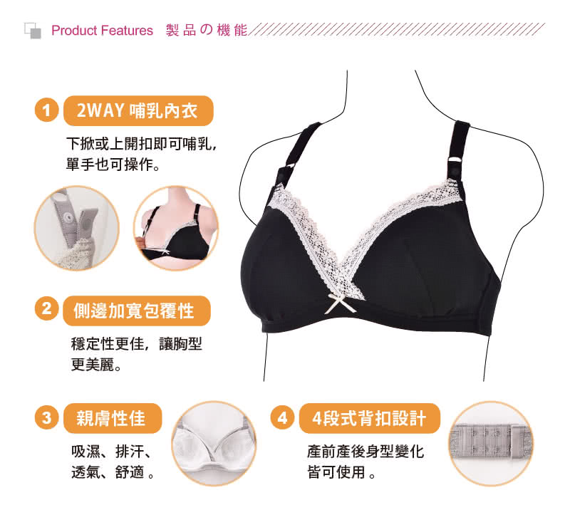 【日本犬印】法式蕾絲2way下拉式哺乳內衣 - M/L/LL 共2色