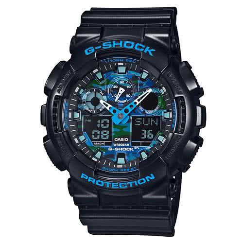 【CASIO】G-SHOCK冷冽迷彩酷炫風格腕錶(GA-100CB-1A)