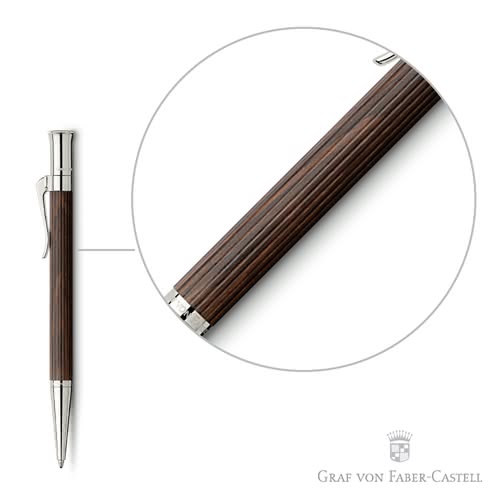 【GRAF VON FABER-CASTELL】鍍白金非洲烏木 原子筆(經典系列)