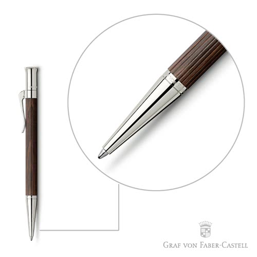 【GRAF VON FABER-CASTELL】鍍白金非洲烏木 原子筆(經典系列)