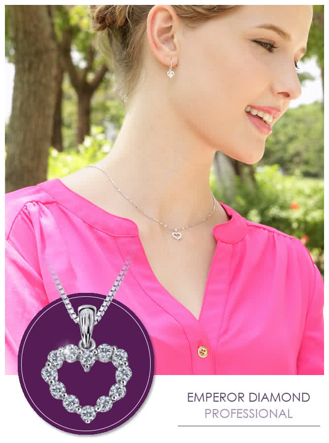 【京華鑽石】『鑽石心』18K白金 鑽石項鍊墜飾