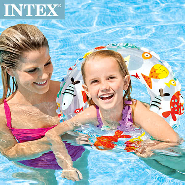 【INTEX】海底世界游泳圈直徑51cm圖案隨機-適用：3-6歲(59230)