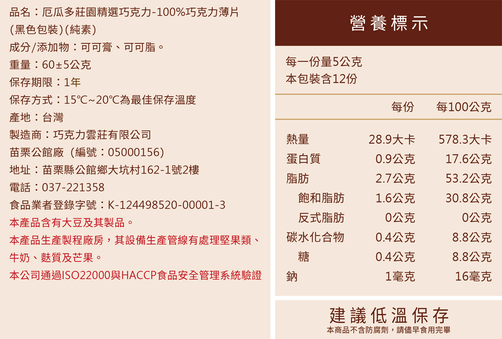 本公司通過ISO22000與HACCP食品安全管理系統驗證