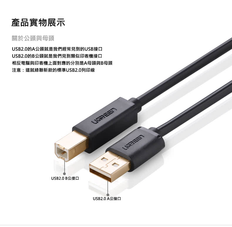 綠聯 3m Usb A To B印表機多功能傳輸線 Momo購物網