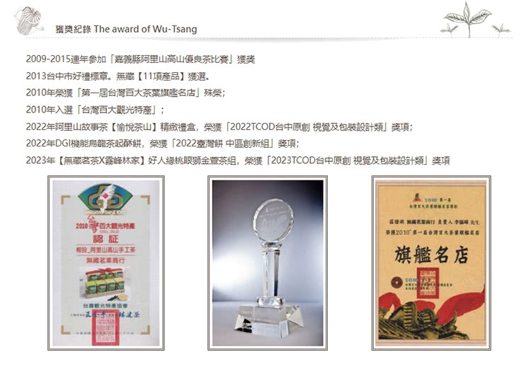 2023年無藏茗茶X霧峰林家好人緣桃眼獅金萱茶組,榮獲2023TCOD台中原創視覺及包裝設計類獎項