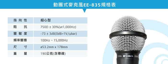 動圈式麥克風EE835規格表