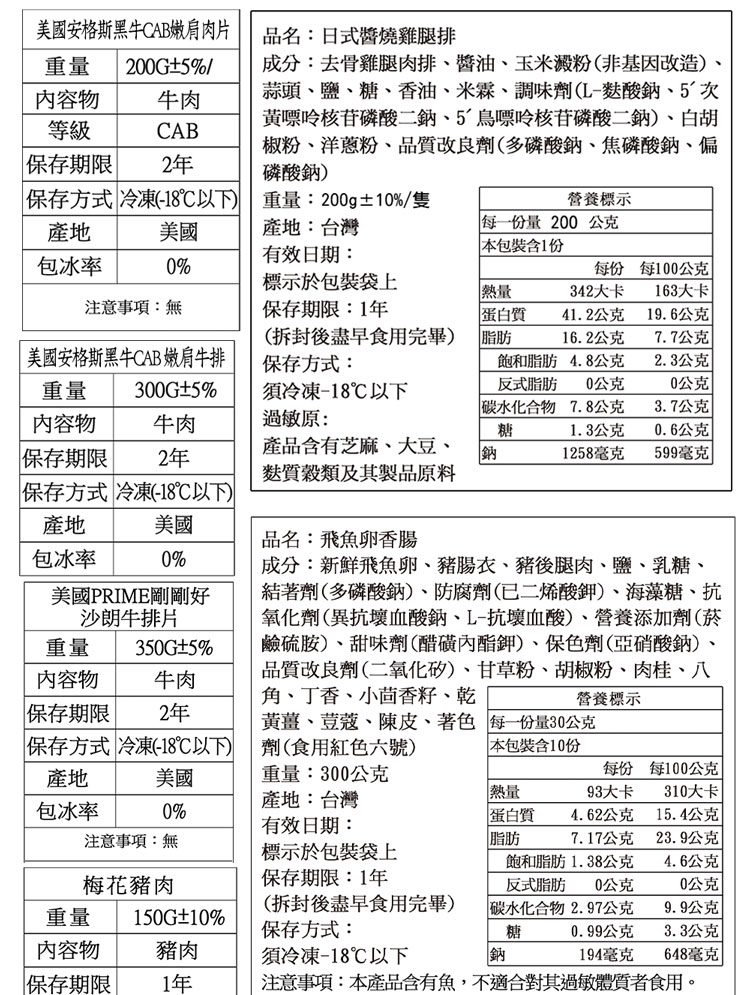 注意事項本產品含有魚,不適合對其過敏體質者食用。
