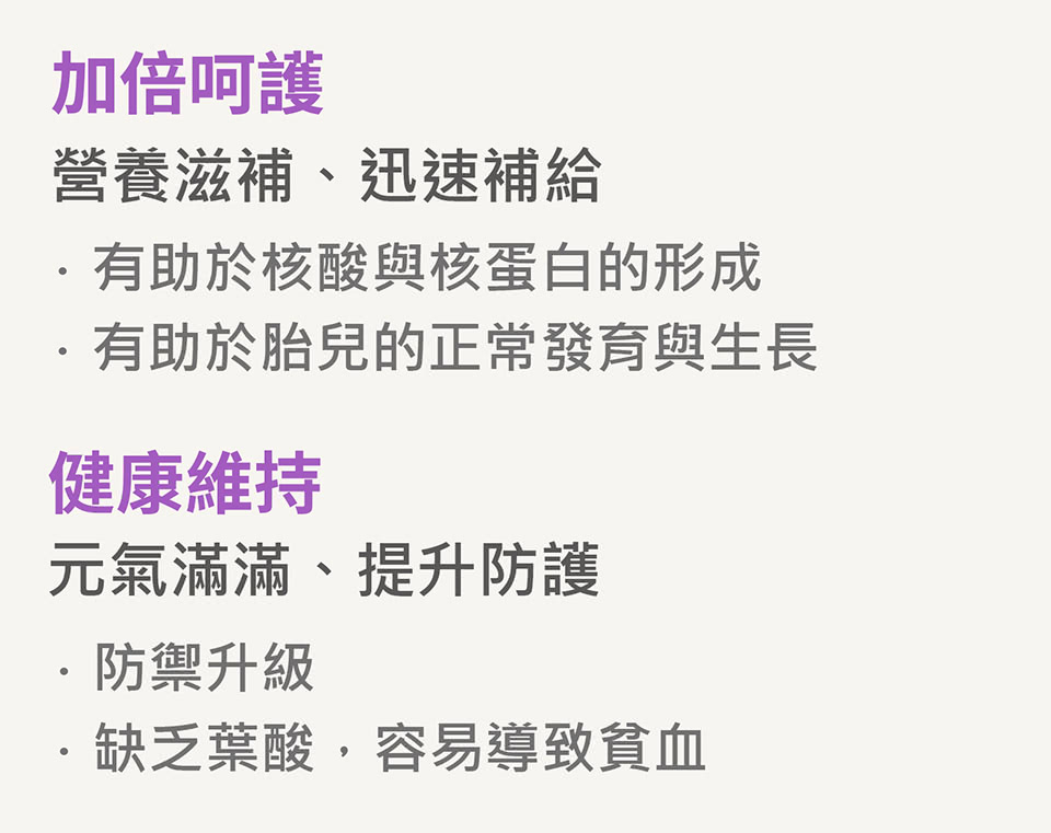 有助於胎兒的正常發育與生長
