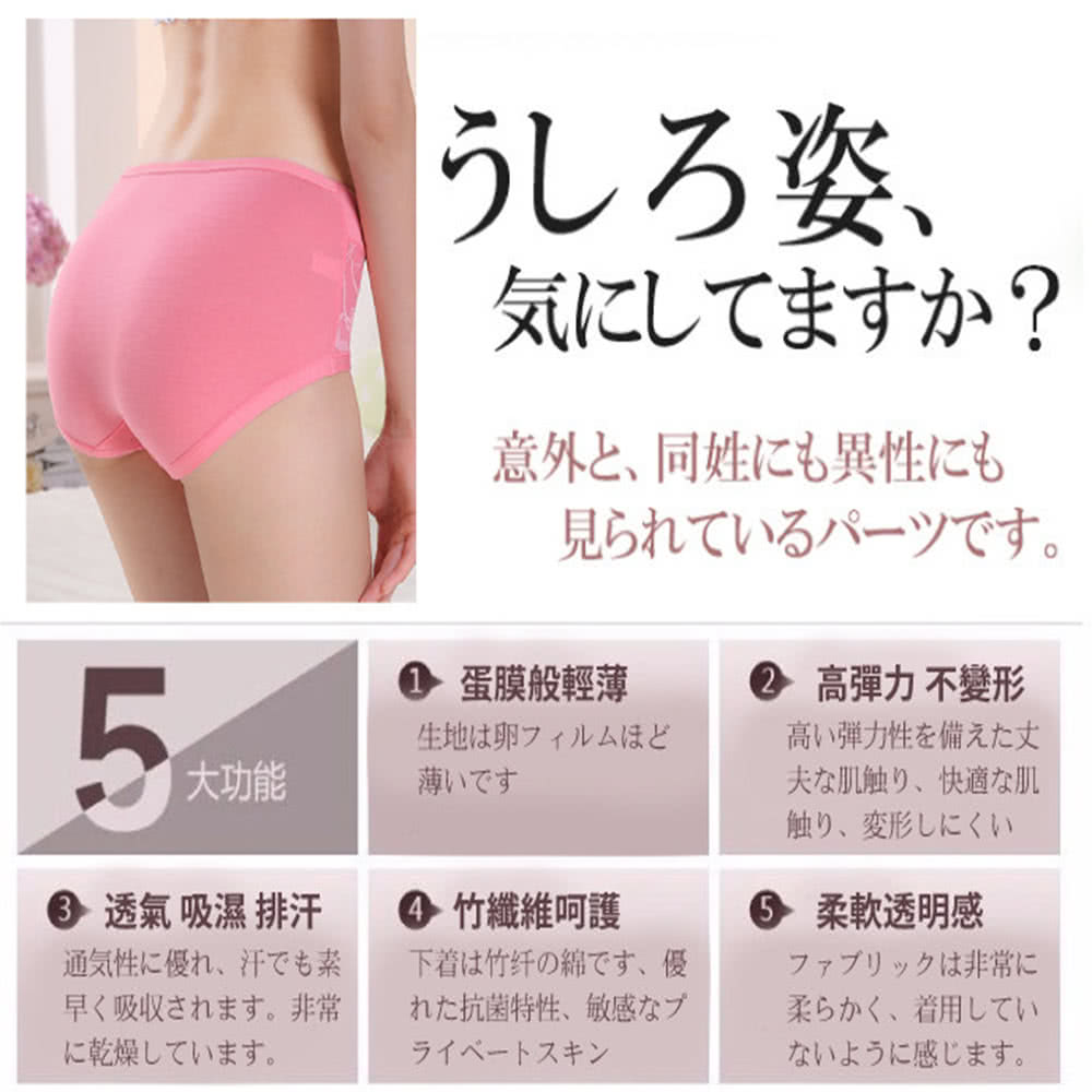 One House 超彈力柔軟緹花中高腰大尺碼內褲 5入 Momo購物網