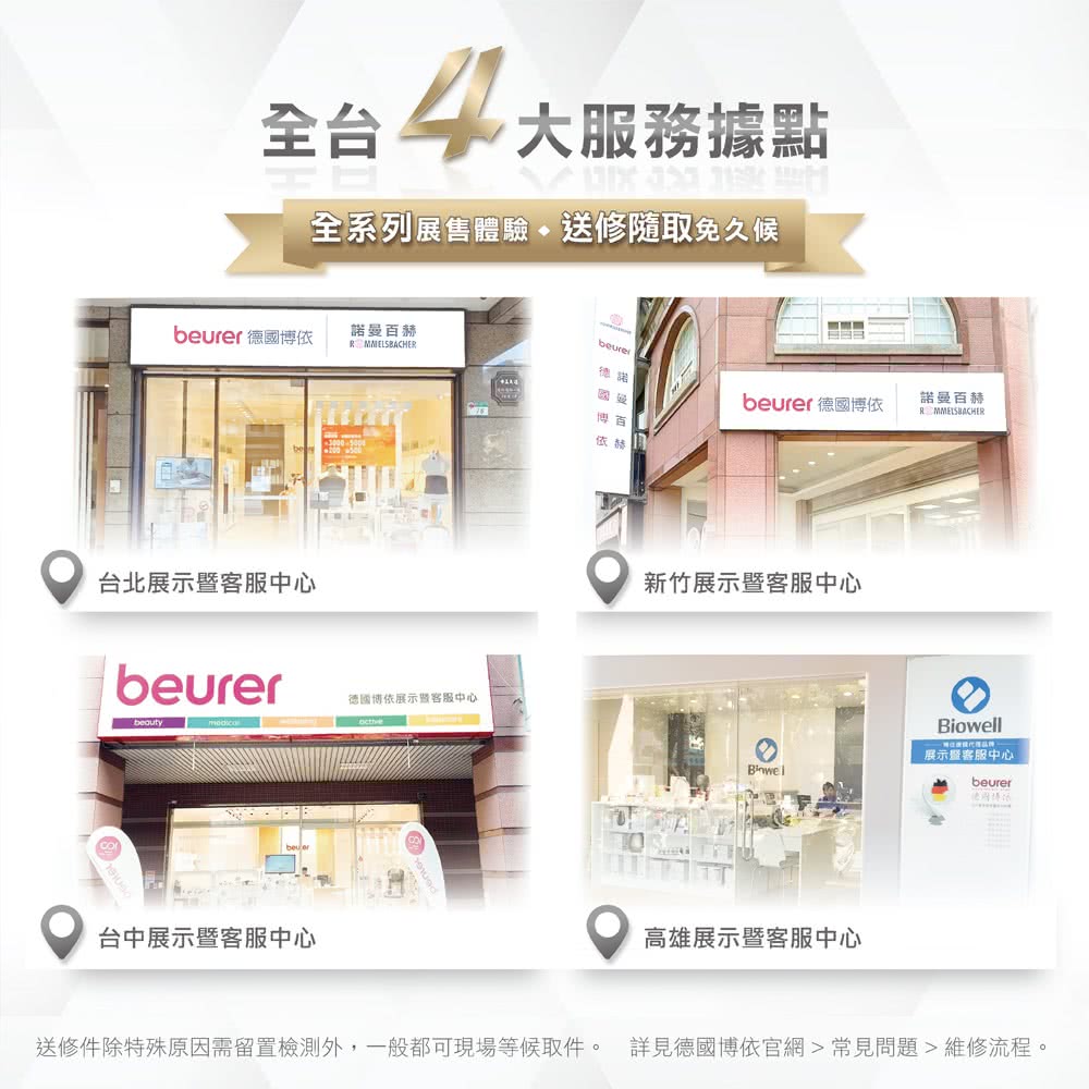 送修件除特殊原因需留置檢測外,一般都可現場等候取件。 詳見德國博依官網 常見問題  維修流程。