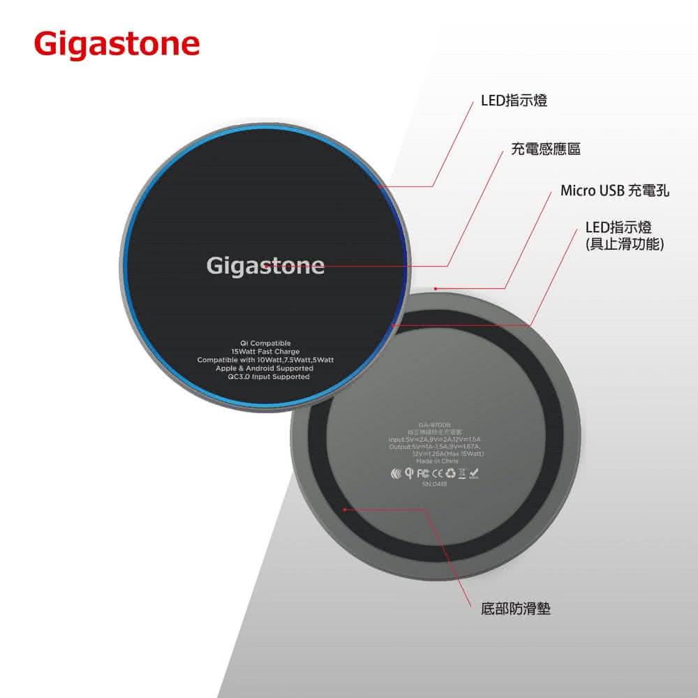 LED指示燈 充電感應區 LED指示燈 具止滑功能 底部防滑墊 