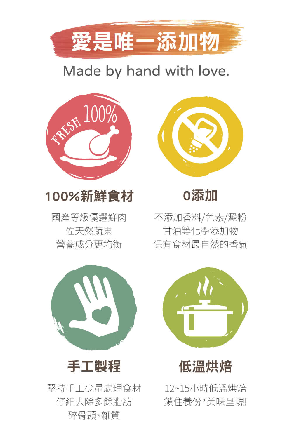 不添加香料色素、澱粉